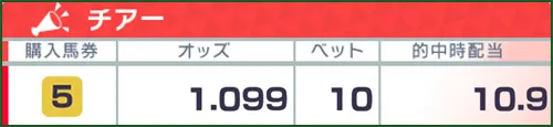 購入馬券5/オッズ1.099
