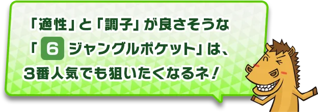 「適性」と「調子」が良さそうな「6番ジャングルポケット」は3番人気でも狙いたくなるネ!