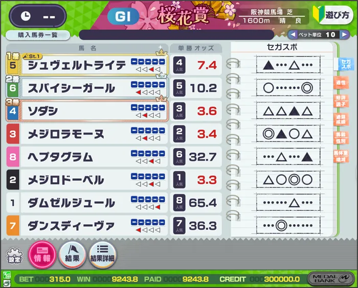 リザルト情報画面